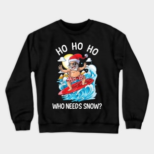 Christmas In July Funny Santa Surfing Summer Beach Vacation Crewneck Sweatshirt